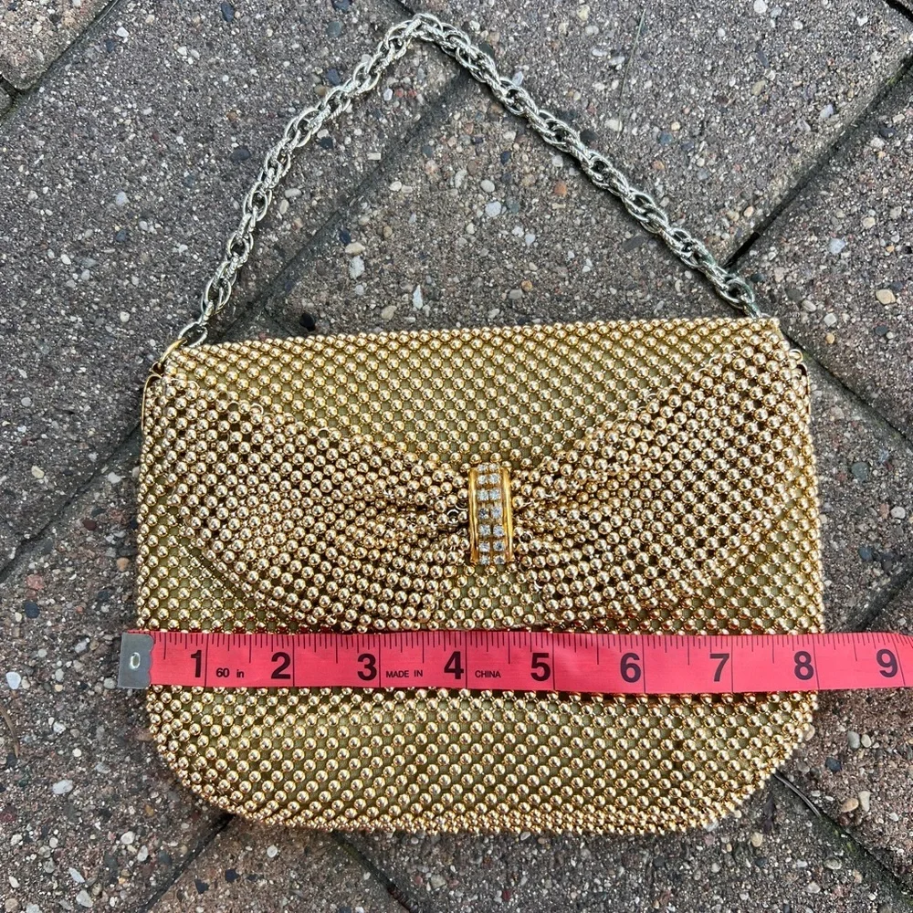 Bueno Gold Beaded Clutch with Chain Strap - Picture 3 of 11